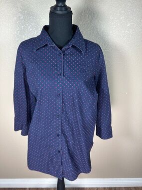 Ralph Lauren Navy Pink Polka Dot Button-Up Shirt 2X